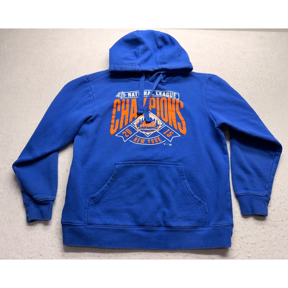Fanatics New York Mets 2015 NL Champions Hoodie Mens Small Blue MLB Sweatshirt